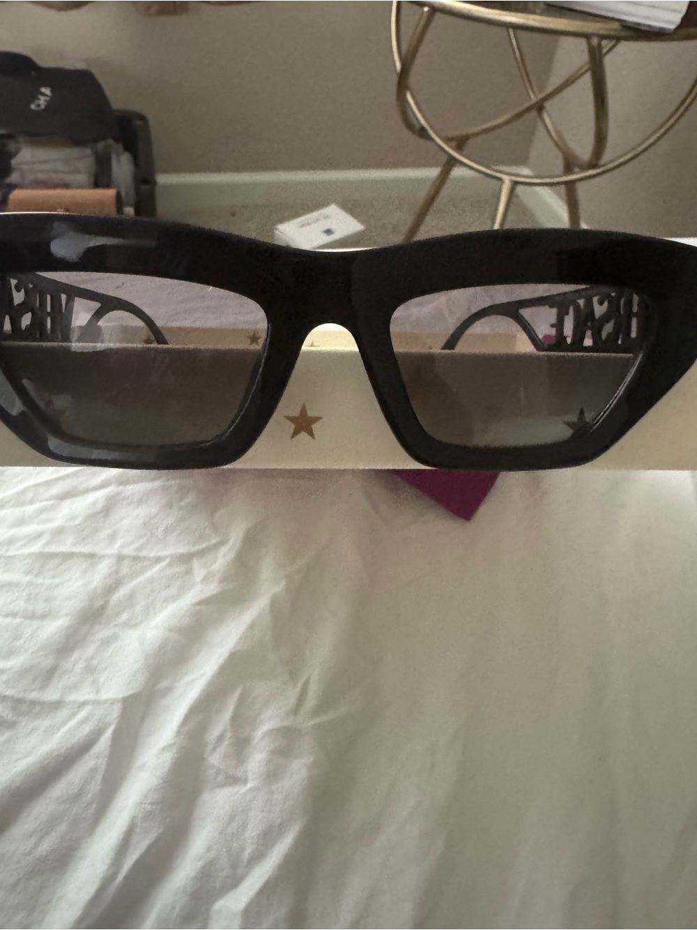 Versace Black Cat-Eye Sunglasses with Gradient Lenses